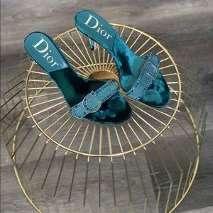 Teal Vintage Dior Mules